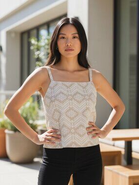 NWT Habing Pilipino Inabel Woven Geometric Boutique Artisan Tank Size Medium $82